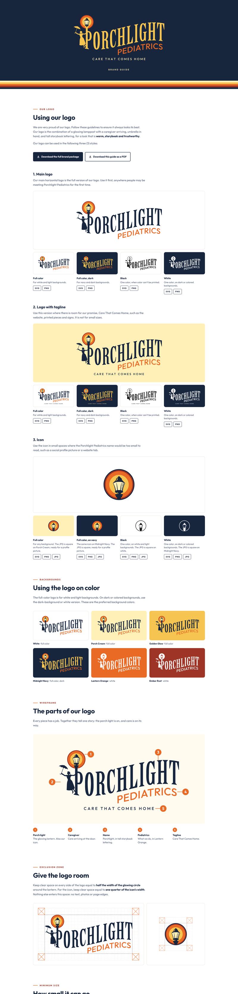 The Porchlight Pediatrics brand guide