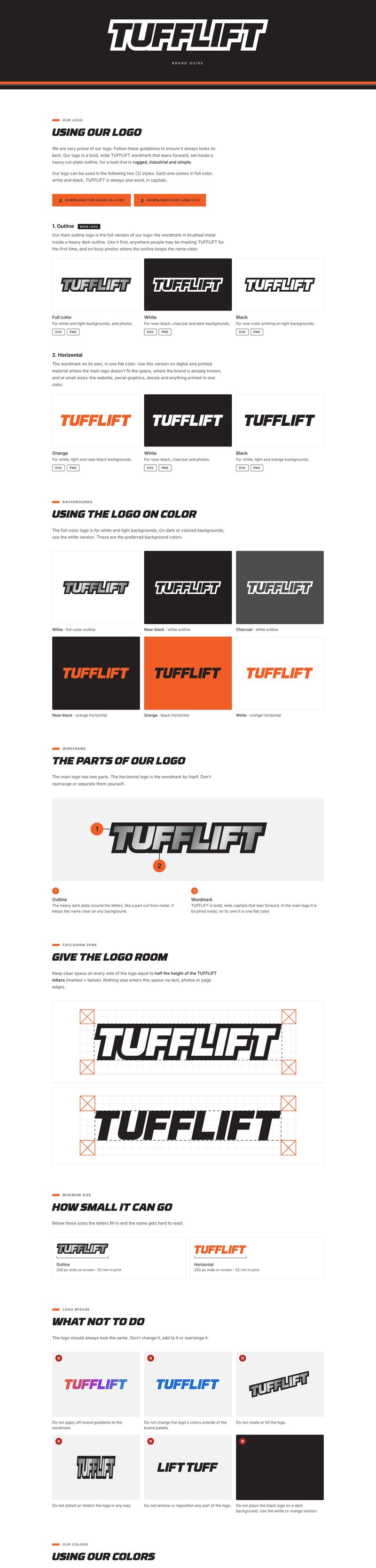 The TUFFLIFT brand guide