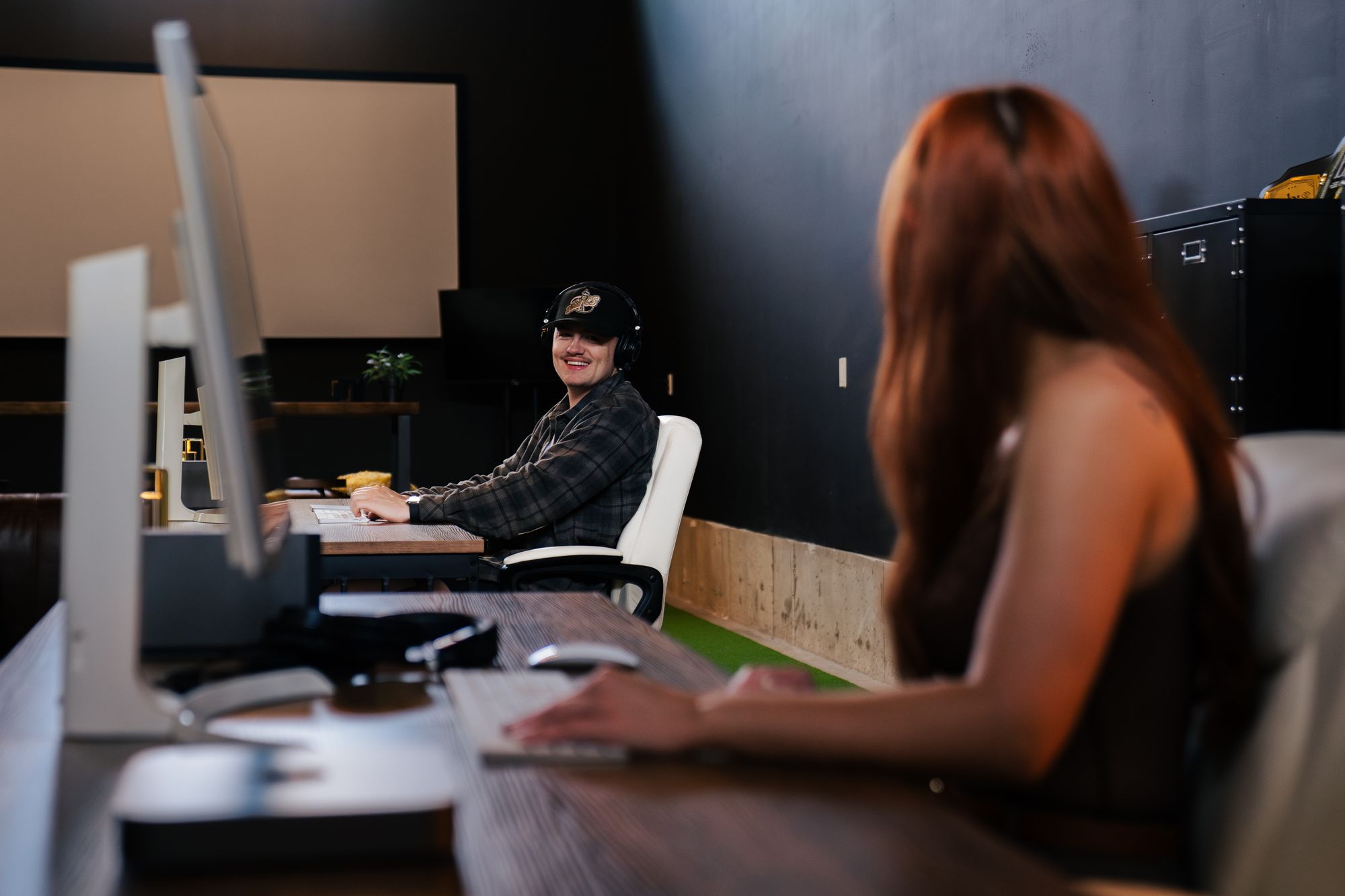 Reviewing work with a client at the bahlr studio