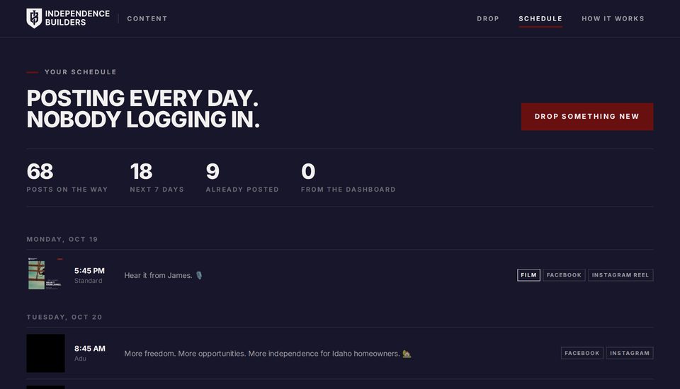 The schedule: every post on the way